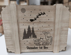 Wooden Christmas 1st Advent Box with Personalised Design