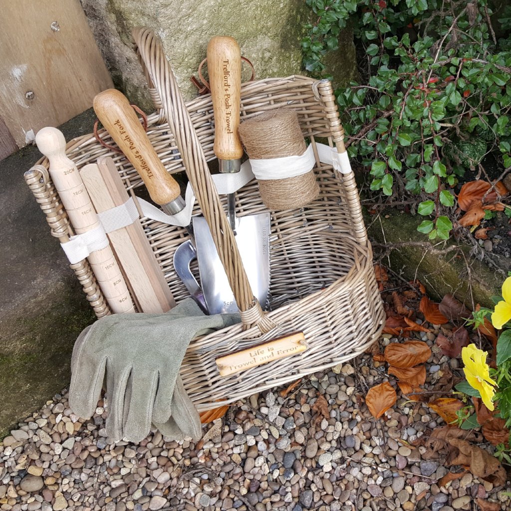 garden tool basket gift set Gardening Gift Basket Corporate Retirement Gift – Derwent Valley Engravers