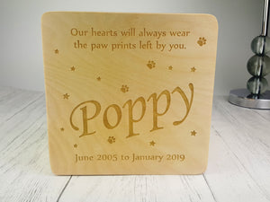 Personalised Pet Memorial Box | Pet Remembrance Sympathy Gift