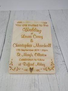 Custom Wood Wedding Invitations