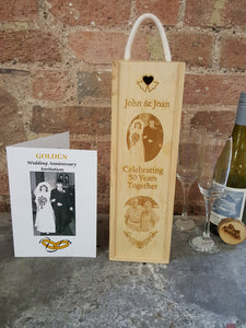 Custom Photo Engraved Anniversary Single Bottle Gift Box