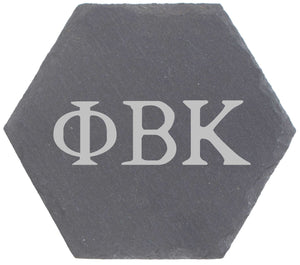 Greek Letters Fraternity Sorority Hexagon Slate Coaster