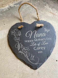 Personalised Slate Heart for Nana or Grandma