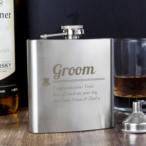 Traditional Top Hat Groom Hip Flask