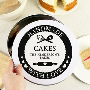 Personalised Cake Tin Handmade With Love