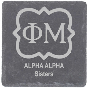 Greek Letters Fraternity Sorority Square Slate Coaster