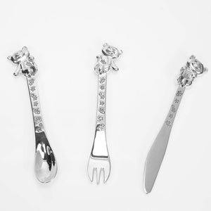 Teddy Bear Fork Knife and Spoon Set